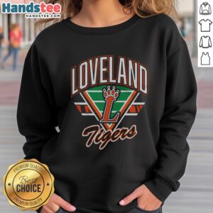 Alt Text: Vintage Loveland Tigers retro gridiron sweatshirt featuring bold colors and classic design for sports fans.