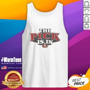 Awesome San Francisco 49ers pick is in tank top featuring team colors and logo, perfect for game day apparel.