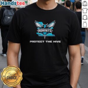 Alt Text: Charlotte Hornets Protect The Hive teal fan rally T-shirt featuring vibrant team graphics for dedicated supporters.