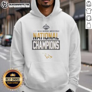 Concordia University Irvine 2026 NC Women's Water Polo National Champions hoodie in blue, celebrating the teams victory.