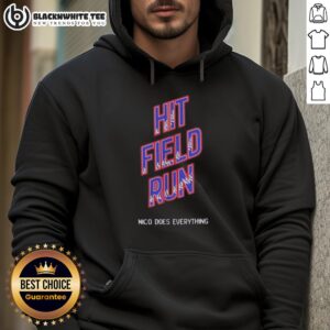 Alt Text: Premium Hit Field Run Nico Does Everything Hoodie in stylish black, perfect for active lifestyles and casual wear.
