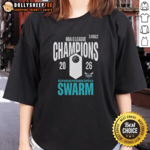 2026 Greensboro Swarm NBA League Champions ladies tee in vibrant colors, perfect for fans and stylish sportswear.