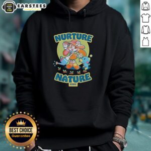 Alt Text: Cute cream rabbit and hedgehog design on a vintage Earth Day Chao Garden hoodie, perfect for animal lovers.