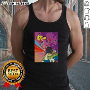 Funny Pikachu Kanye graduation mashup tank top design featuring vibrant colors and playful graphics.