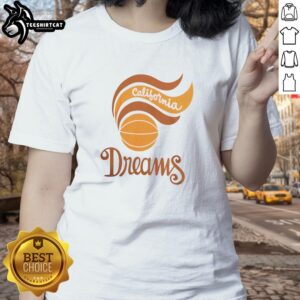 Nice California Dreams Basketball Ladies Tee featuring a vibrant design perfect for basketball fans and casual wear.