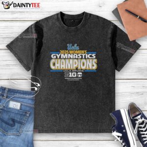 Alt Text: Premium UCLA Bruins Women's Gymnastics Champions B1G 2026 Washed T-Shirt featuring team colors and logo.