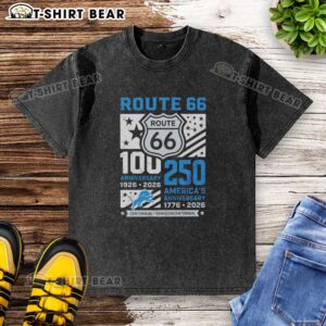 Alt Text: Original Detroit Lions Route 66 Centennial T-Shirt celebrating 100 years (1926-2026) and 250 years of America.