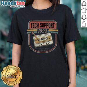 Official Tech Support 1993 manual for DIY analog cassette fixes, featuring expert tips on rewinding cassettes.