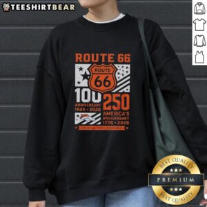 Awesome Denver Broncos Route 66 sweatshirt for the Centennial 100th Anniversary 1926-2026 and 250th America Anniversary.