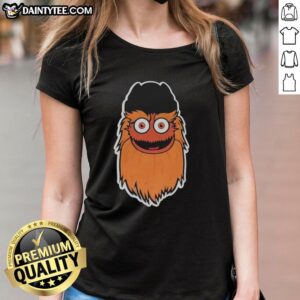 Official Joe Giglio wearing a Gritty ladies tee, showcasing a stylish and playful sports look.