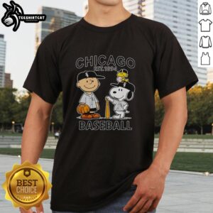 Good Charlie Brown, Snoopy, and Woodstock in Chicago White Sox baseball jersey, est 1894, on a stylish t-shirt design.