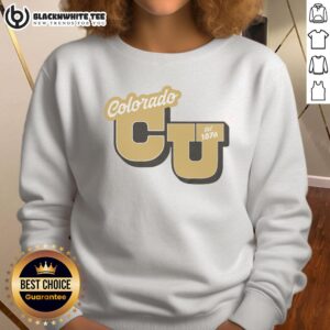 Alt Text: Nice Colorado Est 1876 old gold sweatshirt featuring a vintage design, perfect for casual wear and Colorado pride.