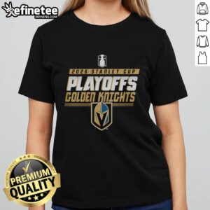 Official Vegas Golden Knights Stanley Cup Playoffs 2026 ladies tee, featuring team logo and vibrant design.