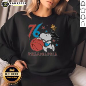 Alt Text: Awesome Sixers Snoopy 76 Philadelphia Sweatshirt featuring a stylish design for fans of the 76ers basketball team.