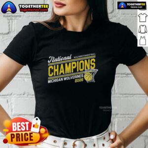 Top Michigan 2026 Basketball National Champions Ladies Tee featuring vibrant team colors and championship logo design.