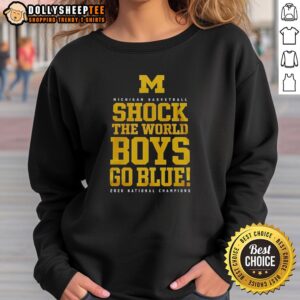 Pretty Michigan Wolverines NCAA Men's Basketball National Champions 2026 sweatshirt in navy blue, celebrating boys' Go Blue.