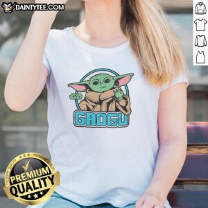Official The Mandalorian Grogu Ladies Tee featuring a cute Grogu graphic on a stylish women's t-shirt.