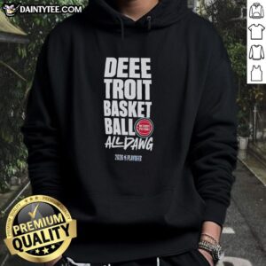 Alt Text: 2026 NBA Playoffs Hoodie featuring Top Detroit Pistons logo and Dee Troit Basketball design for fans.