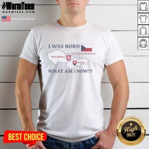 Alt Text: Original I Was Born Czechoslovakian T-Shirt featuring Czech Republic and Slovakia design for proud heritage.
