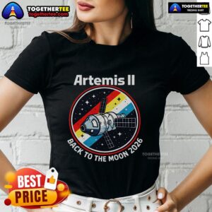 Hot Artemis II Back To The Moon 2026 ladies tee featuring a stylish design perfect for space enthusiasts.