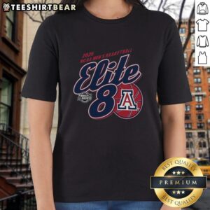 Nice Arizona Wildcats Men's Basketball Elite 8 March Madness ladies tee featuring team colors and logo design.