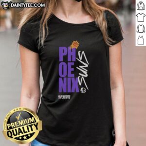 2026 NBA Playoff Phoenix Suns ladies tee featuring vibrant team colors and stylish design for female fans.