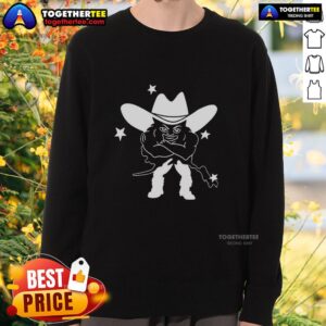 Awesome medium build guy wearing a cowboy sweatshirt, showcasing a unique style and confident demeanor.