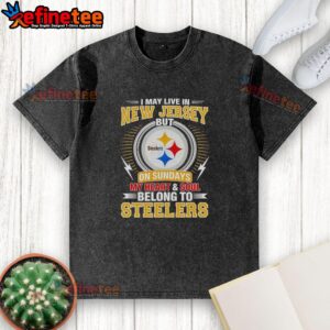 Casual washed t-shirt featuring Pittsburgh Steelers logo, perfect for Jersey fans on game day.
