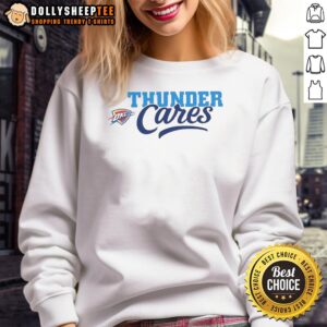 Hot Oklahoma City Thunder Cares sweatshirt in vibrant colors, showcasing team pride and style for fans.