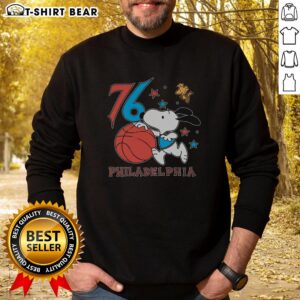 Original Sixers Snoopy 76 Philadelphia sweatshirt featuring vibrant graphics and cozy design, perfect for basketball fans.