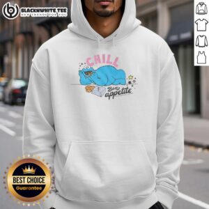 Awesome Sesame Street Cookie Monster Chill Bon Apptit Hoodie featuring vibrant colors and fun design for fans.