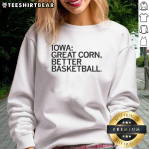 Awesome Iowa Hawkeyes sweatshirt featuring corn graphics, perfect for fans who love great basketball and cozy apparel.