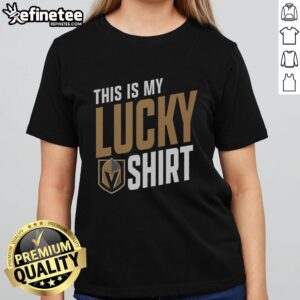 Alt Text: Premium Vegas Golden Knights 'This Is My Lucky Ladies' Tee featuring team logo and stylish design for fans.