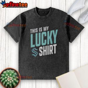 Premium Seattle Kraken 'This Is My Lucky' washed t-shirt showcasing team pride and casual style for fans.