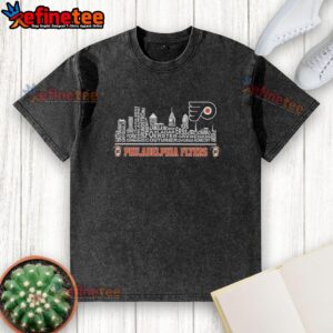 Premium Philadelphia Flyers X Skyline City Name Player Washed T-Shirt featuring vibrant team graphics and a comfortable fit.