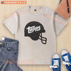 Alt Text: Nice Topps Football Helmet Washed T-Shirt showcasing a vintage design, perfect for football fans and casual wear.
