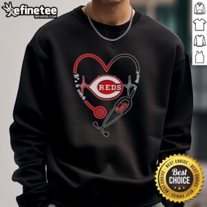 Pretty Cincinnati Reds heart and soul sweatshirt featuring stethoscope and heartbeat design, perfect for fans.