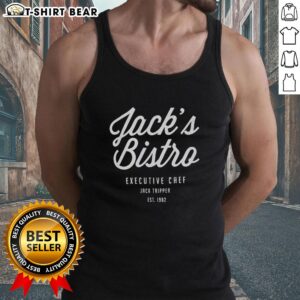 Top Jacks Bistro Executive Chef Jack Tripper wearing a tank top, celebrating the establishment since 1982.