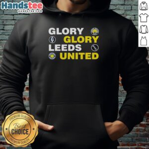 Premium Glory Glory Leeds United FC hoodie featuring club colors and logo, perfect for passionate fans.