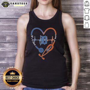 Awesome Detroit Tigers heart and soul tank top featuring a stethoscope and heartbeat design for fans.