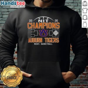 Original Auburn Tigers Men's Basketball NIT 2026 Champions Hoodie in navy with team logo and celebratory design.