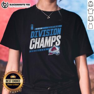 Colorado Avalanche NHL 2026 Ladies Tee celebrating Good Central Division Champions with team logo and stylish design.