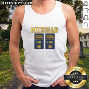 Good Michigan Wolverines MBB 2026 National Champions Banners Tank Top featuring bold team graphics and vibrant colors.