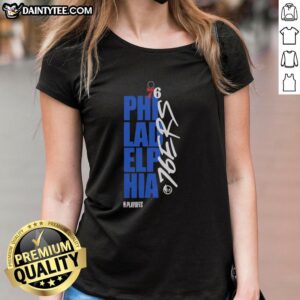Good Philadelphia 76ers Playoff NBA 2026 Ladies Tee featuring team colors and logo, perfect for fans and game day.