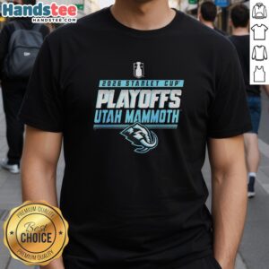 Premium Utah Mammoth NHL 2026 Stanley Cup Playoffs T-Shirt featuring team logo and vibrant playoff design.