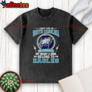 Pretty Philadelphia Eagles washed t-shirt showcasing team pride, perfect for fans living in South Carolina on game days.