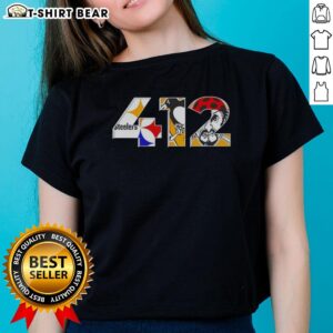 Pretty Pittsburgh Area Code 412 sports teams ladies tee featuring vibrant design and comfortable fit for fans.