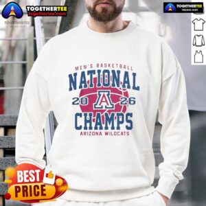 Top Arizona Wildcats 2026 NCAA Men's Basketball Championship Game sweatshirt, featuring bold team colors and logo.