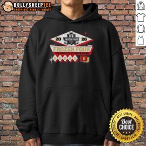 Official Denver Pioneers Men's Hockey 2026 NCAA Frozen Four Vegas logo hoodie featuring team colors and design.