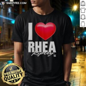 Alt Text: Original Rhea Ripley I Love T-Shirt featuring a bold design and vibrant colors, perfect for wrestling fans.
